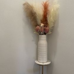 Side Decor Table With Vase And Flowers