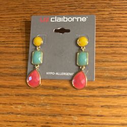 New Colorful Dangle Earrings By Liz Claiborne Pierced