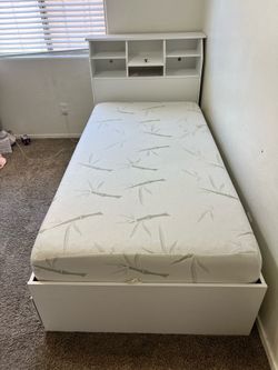 White Twin Bed with Mattress
