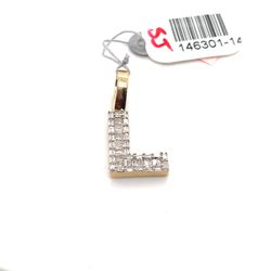 10kt Gold Diamond Pendant With Bagguettes Angle Letter L .27ctw 1.5grams 146301 14