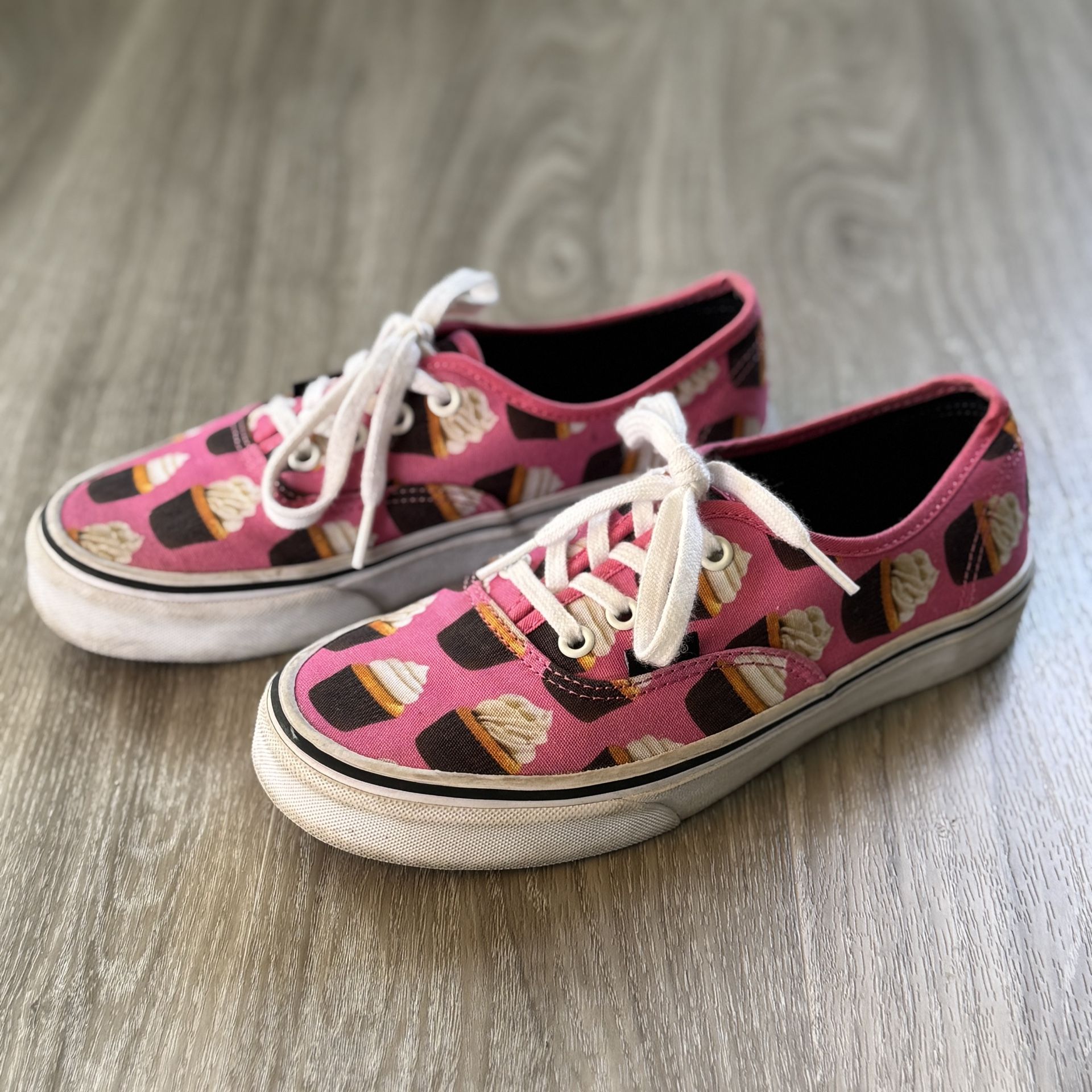 VANS Off The Wall Authentic Late Night Cupcake Pink Skate Shoes W7 M5.5
