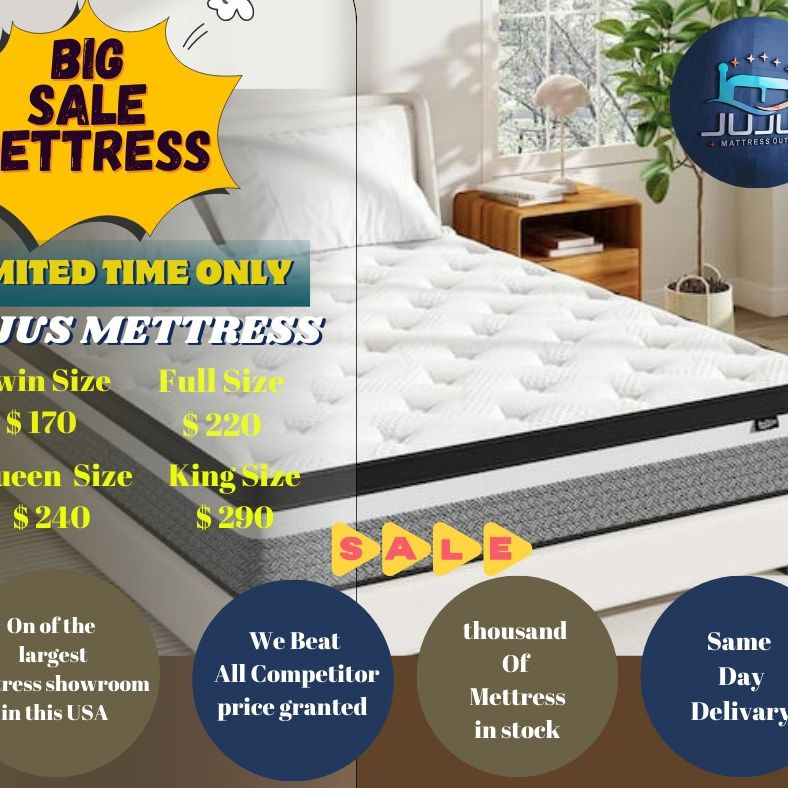 🔥🔥TWIN,FULL,QUEEN AND KING MATTRESS STARTING AT $150‼️A SET BEST PRICE IN TOWN BEST PRICE ON  BRAND NEW PLUSH TOP MATTRESS ORTHOPEDIC 🔥🔥