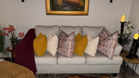 Leather couch & Papa chair with ottoman