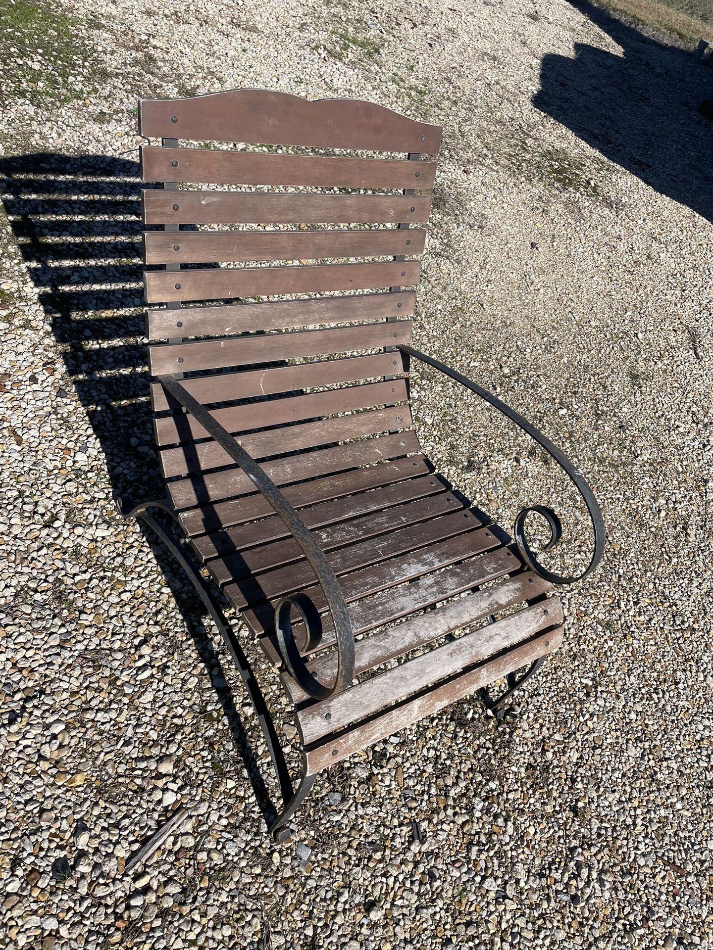 Outside Wood And Iron Chair. Just One.