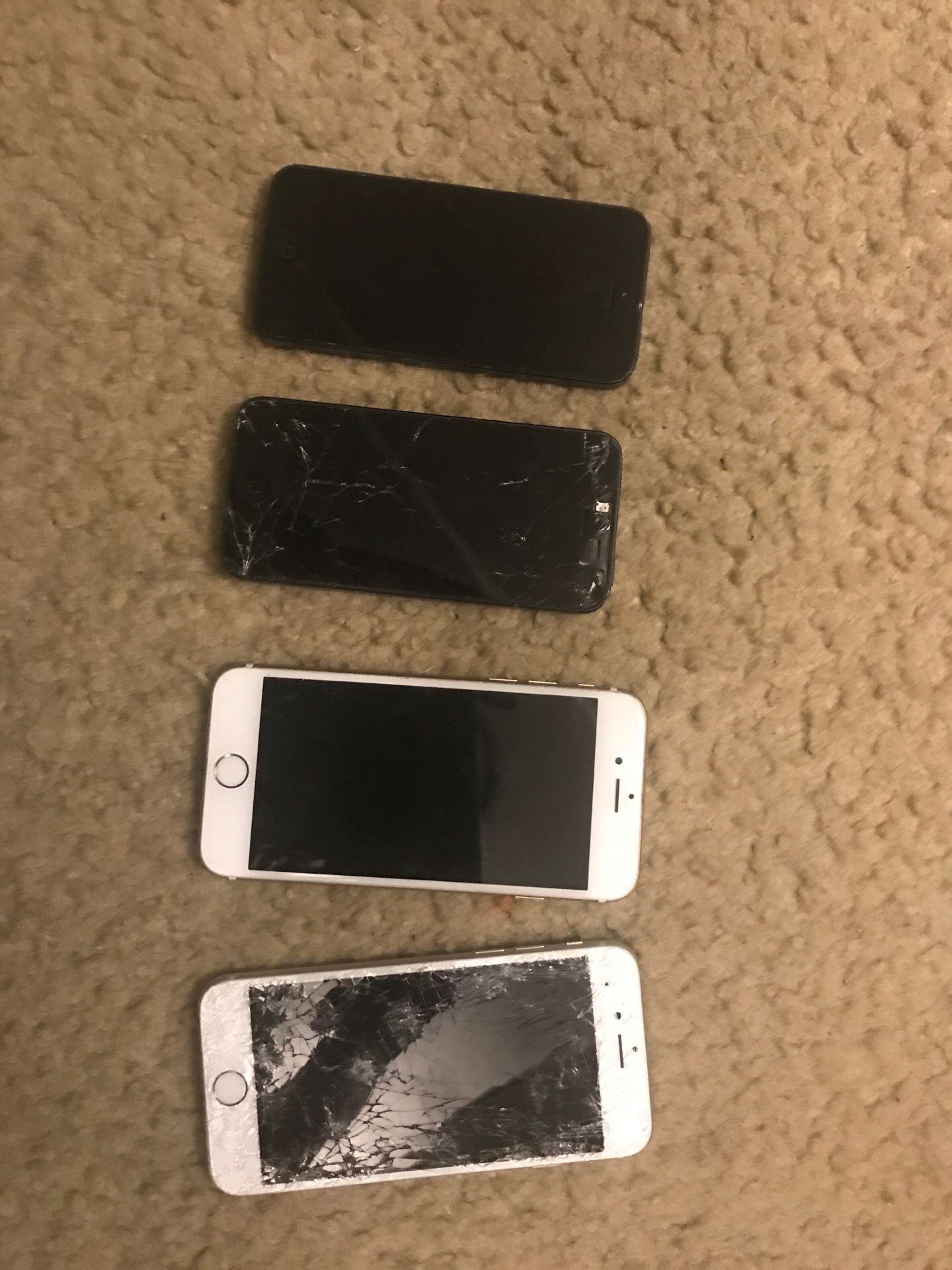 iPhone 5”s and IPhone 6”s Sell them for parts ( 1 is in good condition just have a iCloud)