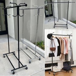 New $25 Each Garment Storage Hanging Organizer Clothing Coat Rack With Rolling Wheels Chrome Or Black Color 