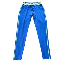 Boy's Under Armour Heatgear Compression Leggings Size Large Blue/Lime Green