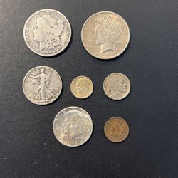 Silver Coins and Indian Head Penny