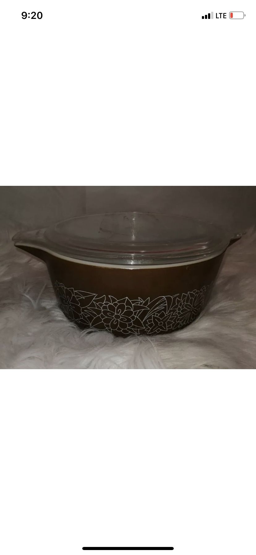 Vintage Pyrex Woodland Brown Bakeware Casserole Dish w/lid- 475-B 2.5