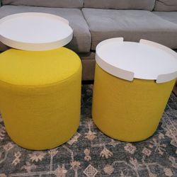 Set Of 2 Ottomans With Trays