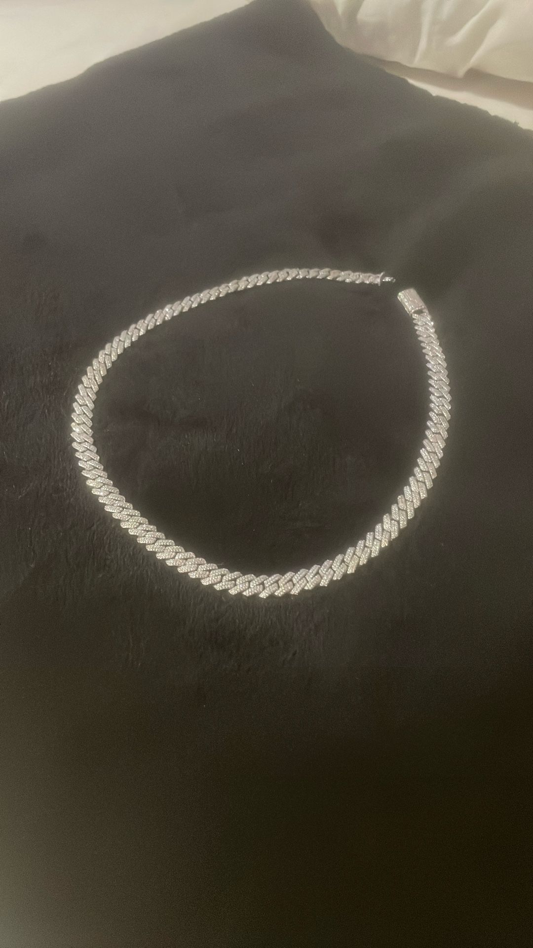 18” 8mm Moissanite Diamond Cuban Link Choker Chain Silver Necklace VVS