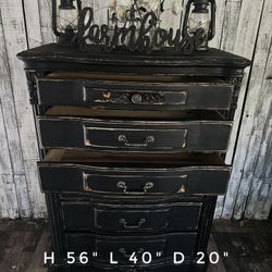 Tall 6 Drawer Black Dresser