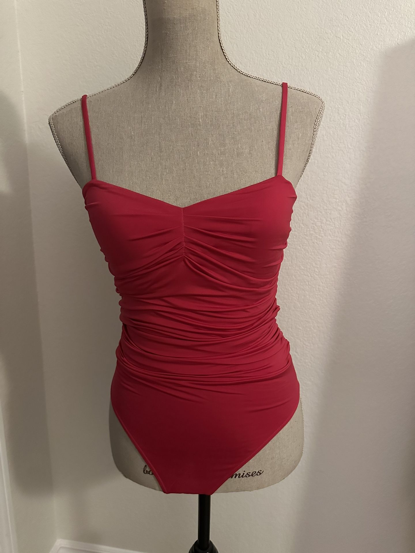 Express Ruched Magenta Bodysuit