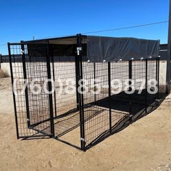 Durable 10’ x 5’ x 6’ Outdoor Dog Kennel with Shaded Mesh for Sun Protection