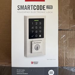 Kwikset SmartCode 270 Contemporary Satin Nickel Touchpad Single Cylinder Electronic Deadbolt Featuring SmartKey Security