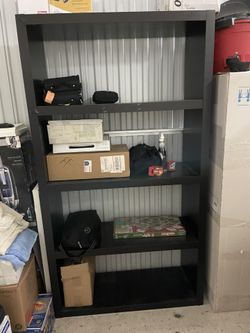 Espresso wood shelving unit