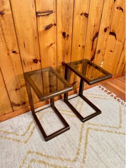 Vintage Mid Century Modern Cantilever Side Tables Set of 2