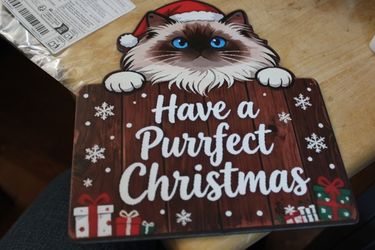 Purrfect Christmas Wood Sign