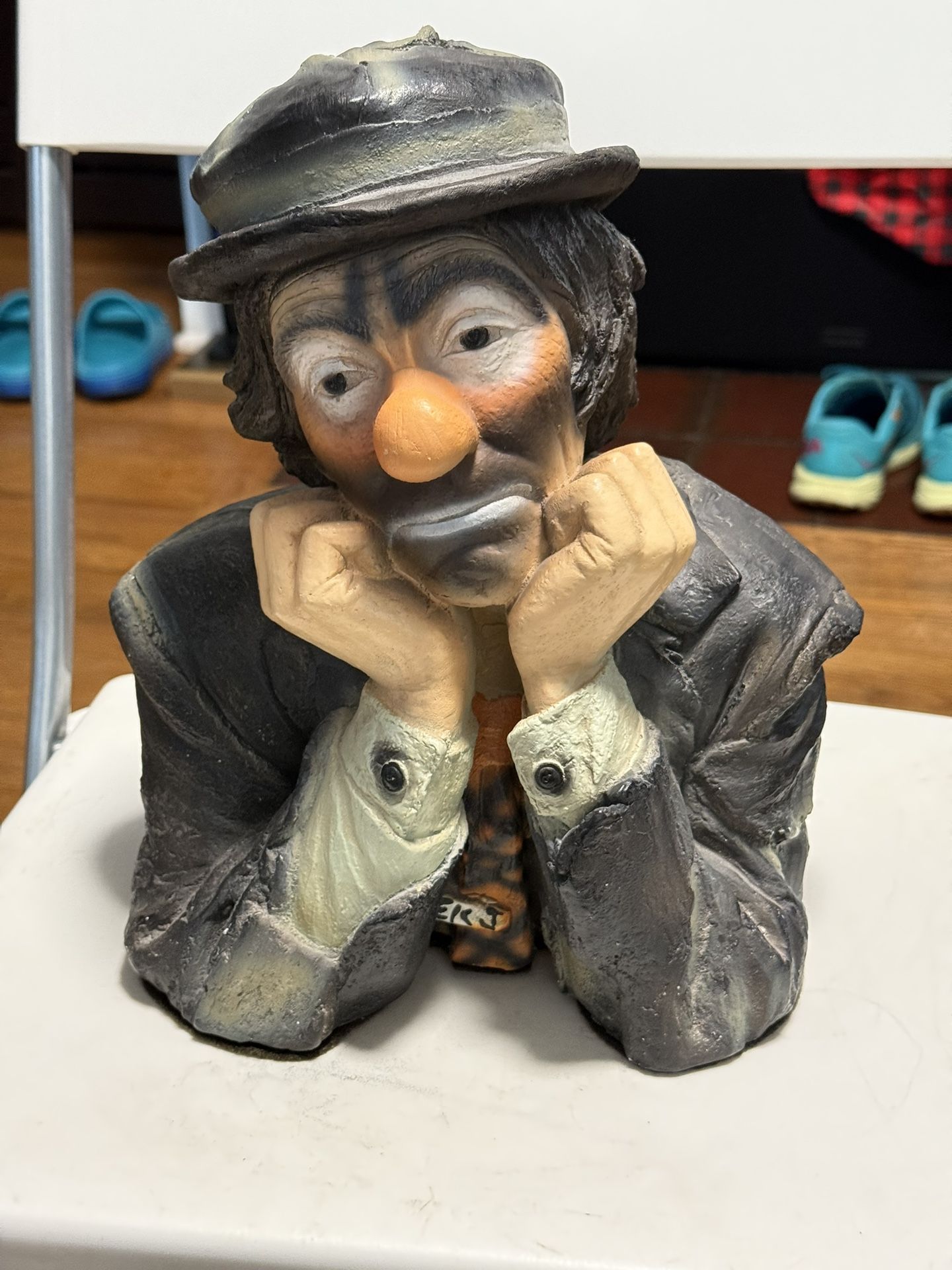 Vintage Emmett Kelly Jr Clown Bust Esco Chalk Hand Painted Rare 12"
