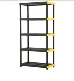 ✨️ HDX 5-Tier Easy Assembly Multi- purpose Plastic Garage Storage Shelving Unit in Black (36 in. W x 74 in. H x 18 in. D) #3221