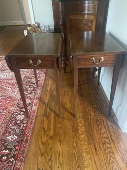 Set Of Mahogany Drop Leaf End Tables