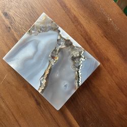 Natural Agate Stone Soap Dish - Machined Finish - Rectangle - 5" x 4" x 1/2”