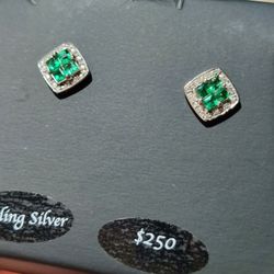 Emerald And Diamond Stud Earrings