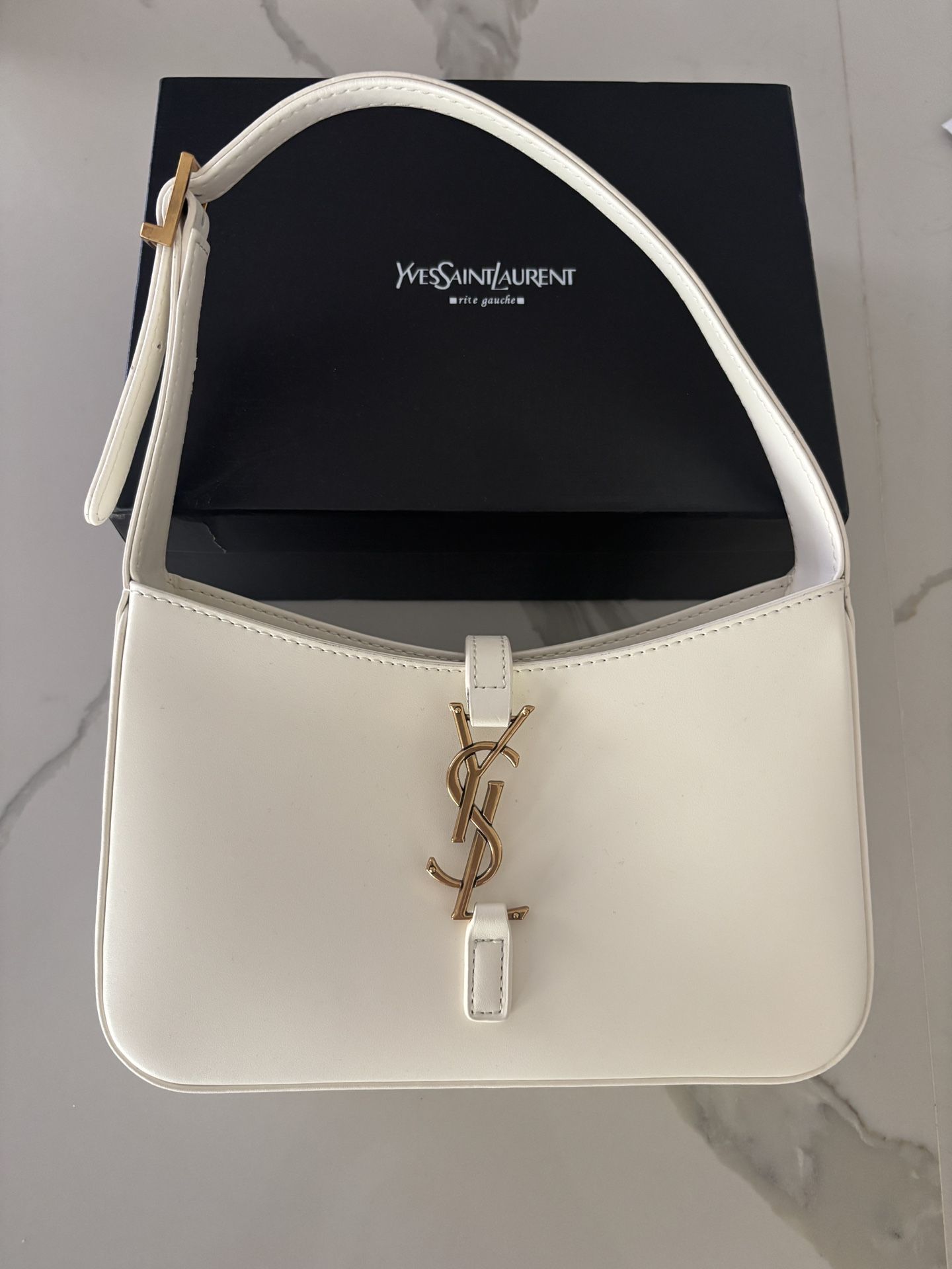 Yves White And Gold Shoulder Bag