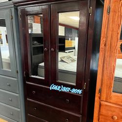 Tall Cherry Closet Wardrobe Dresser Ropero Armoire Nuevo 