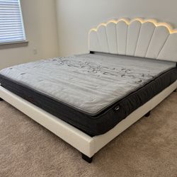 New King Size Led Bed Frame + King Hybrid Mattress