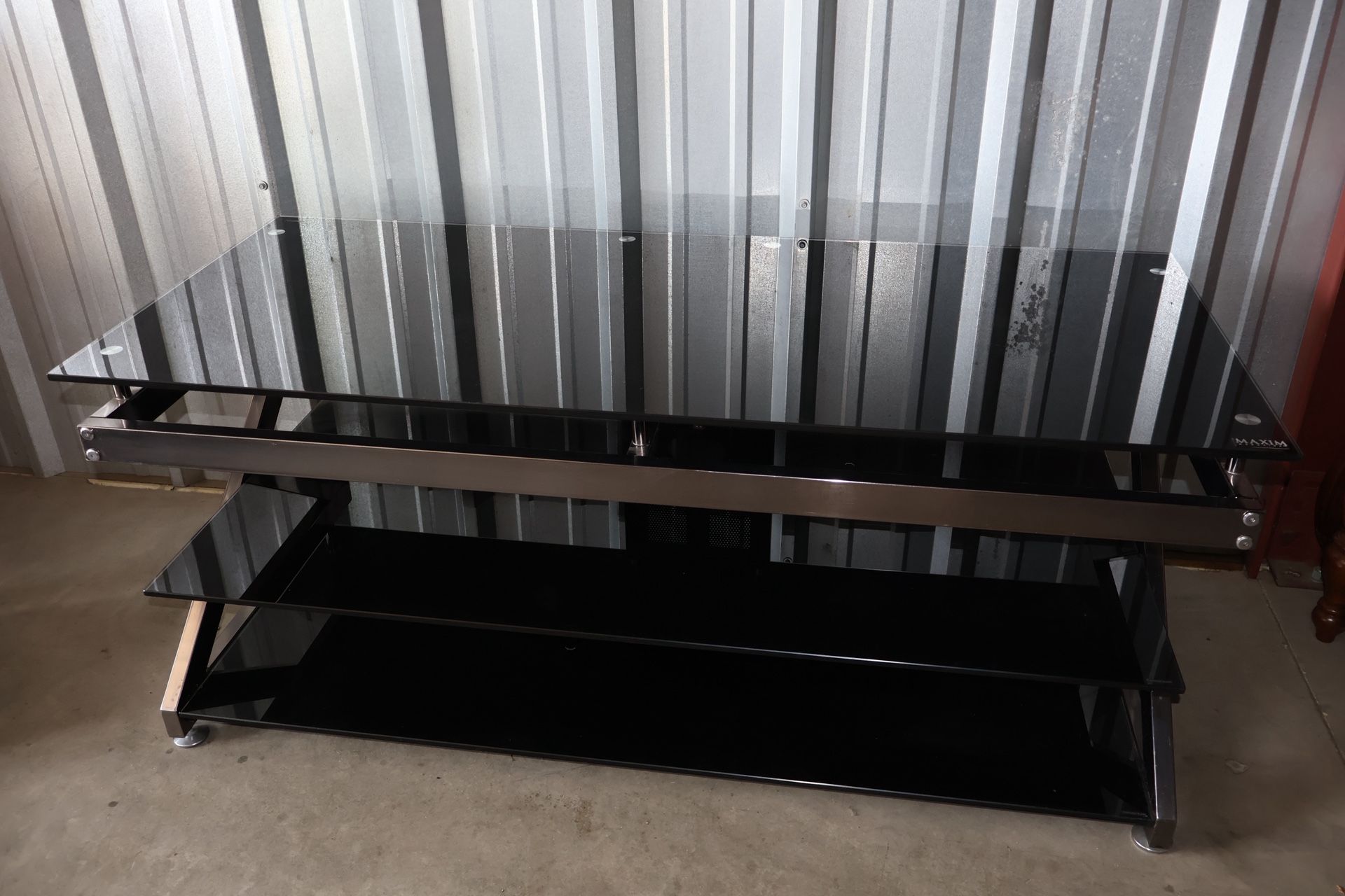 Maxim Magazine Black Tempered Glass TV Stand