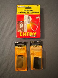 Defender U-9493 Lock Plate + House-Mates 1/4 Glass Door Catch Plates Lot of 3