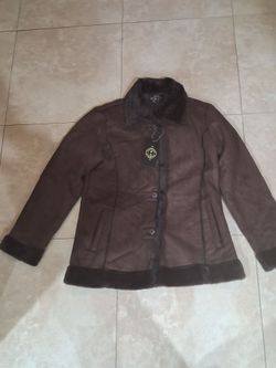 Zinati Womens, vintage, faux-suede, medium leather jacket.