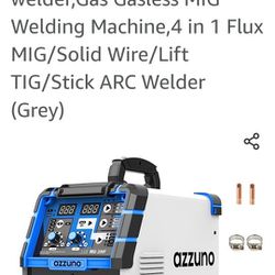 200A MIG Welder,110V/220V Dual Voltage Multiprocess Welder,Gas Gasless MIG Welding Machine,4 In 1 Flux MIG/Solid Wire/Lift TIG/Stick ARC Welder (Grey)