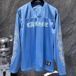 Chrome Jersey Top Hearts Supreme Quality Baby Blue Tee Shirt S M L XL