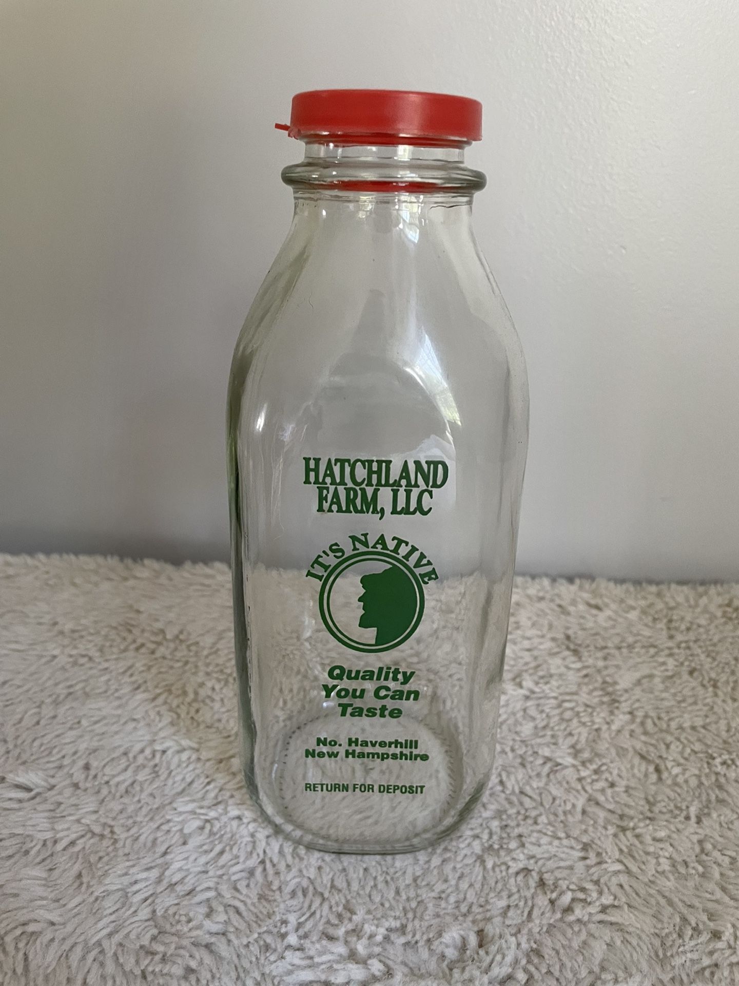 1 Quart Glass Milk Bottle With Cap New Hampshire Dairy 