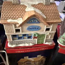Porcelain Christmas Houses, Bridge, People, More That 17 Pieces