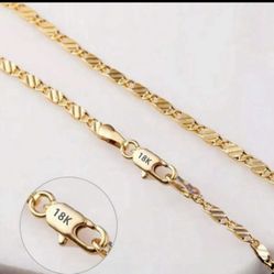 Exquisite 18K Gold 2mm Flat Side Chain Necklace 24 Inch For Woman Men Versatile Elegant And Perfect Fashion Jewelry Gift