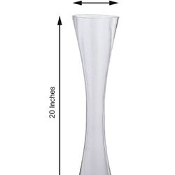20" Clear Heavy Duty Concave Glass Vase, Hourglass Shaped Flower Vases