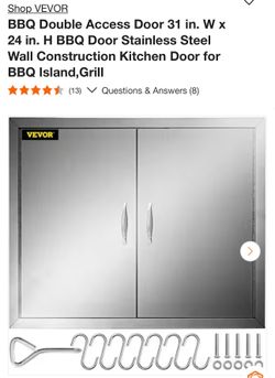 BBQ Double Access Door 31 in. W x 24 in. H BBQ Door Stainless Steel Wall Construction Kitchen Door for BBQ Island,Grill