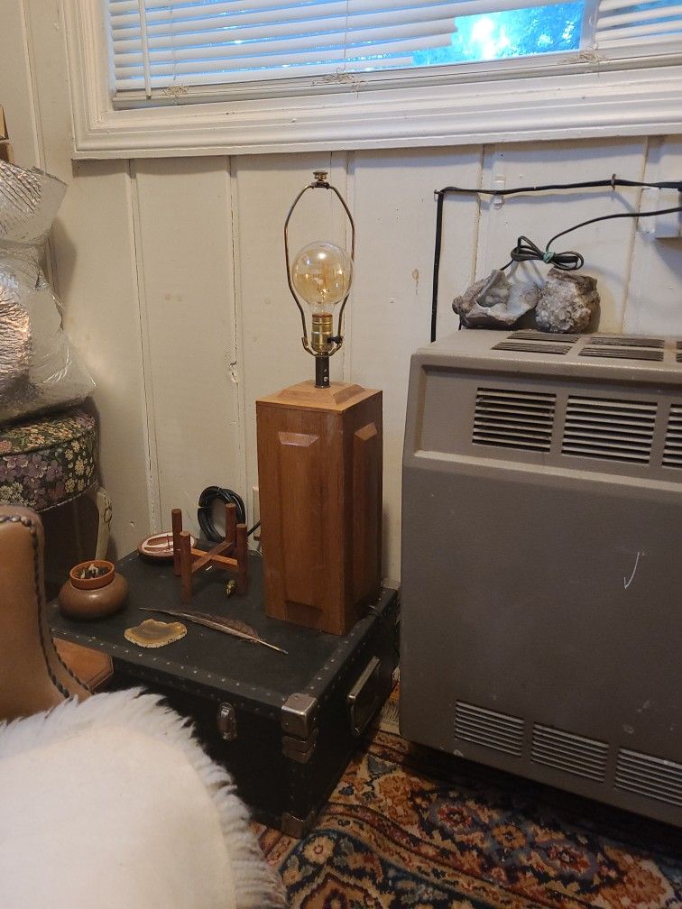 Vintage Wood Lamp! NEW Edison Bulb OBO