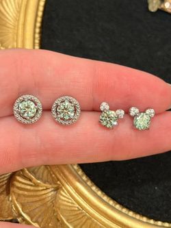 2 Pairs Moissanite Silver Earrings 