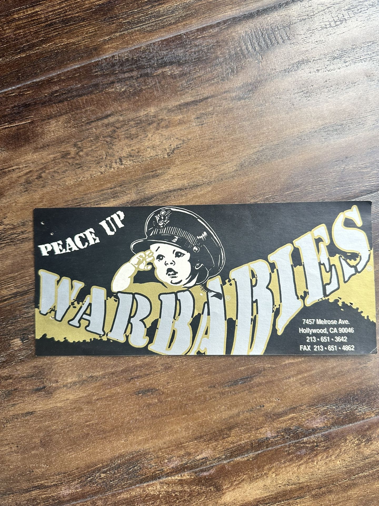 1980’s Melrose Ave. WARBABIES Store Sticker - FREE! Will Mail For FREE! 