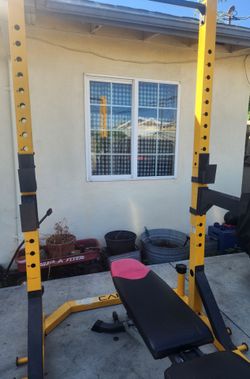Olympic weight bench squat rack pull up bar