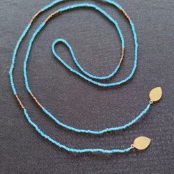 Turquoise Beaded Necklace – Minimalist Layering Piece | Coastal Boho Style