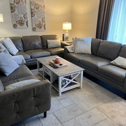 Chateau d'Ax 2 Leather Sofas & 1 Loveseat