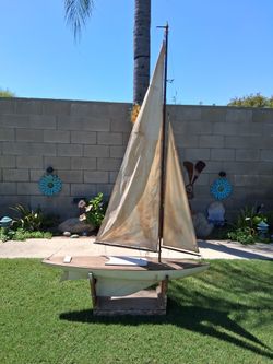 Vintage 1960's Original Collectible POND YACHT SAILBOAT. Approx. 4ft long, and 5ft tall.... asking $150.00