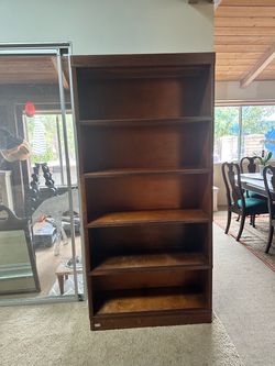 Vintage Mid-Century Nucraft of Grand Rapids Stacking Lawyer's Bookcase, Walnut Finish, 5 Shelves