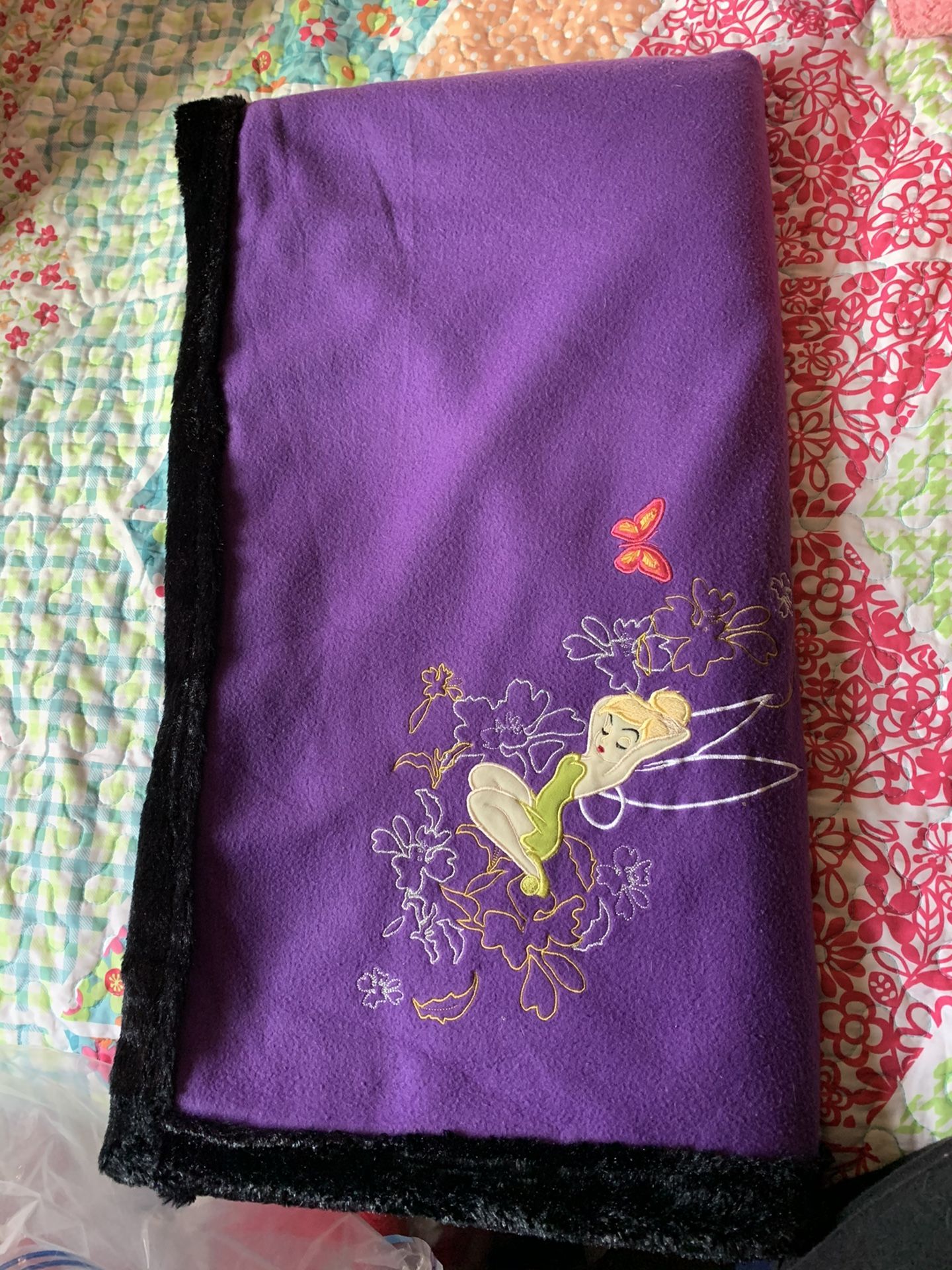 Tinker bell Disney Throw Blanket Warm Fuzzy Purple