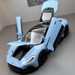 Brand New Unopened 1:24 Maserati MC20 Blue Sports Car Model Alloy Large Scale Butterfly Door Openable with Sound and Light Rebound
 